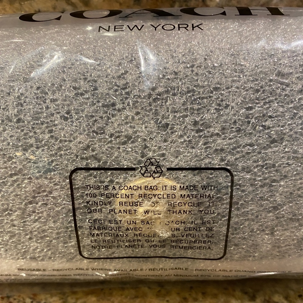 COACH Sunglasses Case #CZ207, Signature Canvas, Gold/Walnut/Black, NWT-Wrapped - Picture 4 of 6